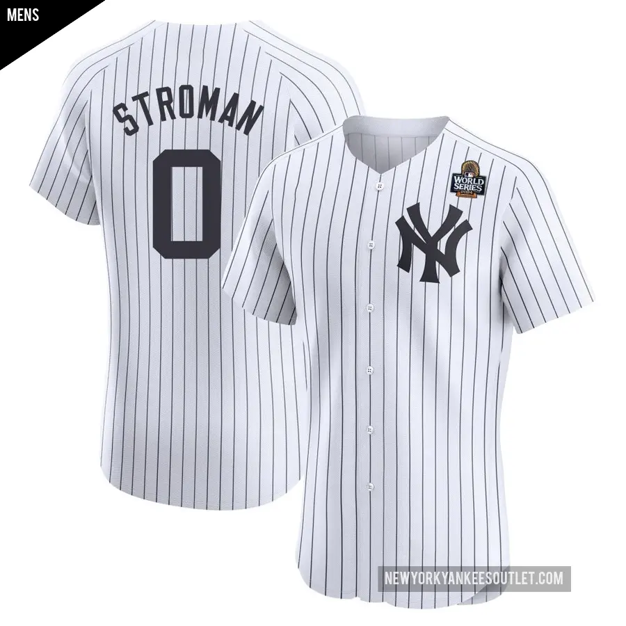 Men's New York Yankees ＃0 Marcus Stroman Elite White Home 2024 World Series Jersey