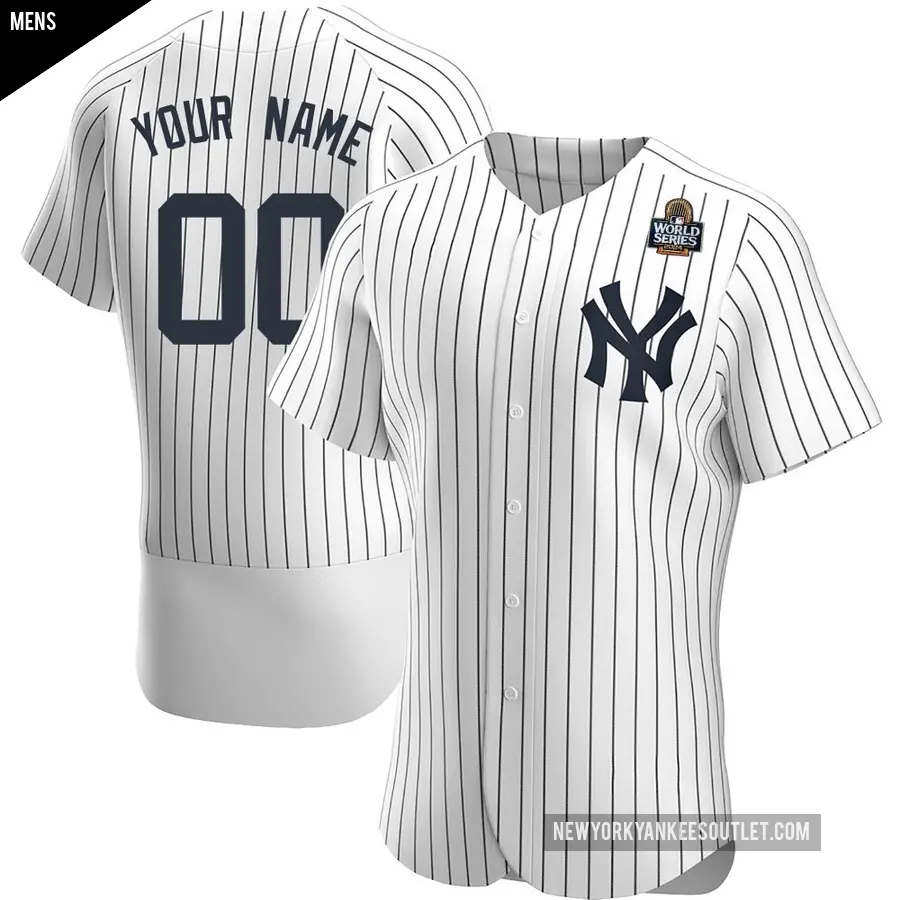 Men's New York Yankees ＃00 Custom Authentic White Home 2024 World Series Jersey