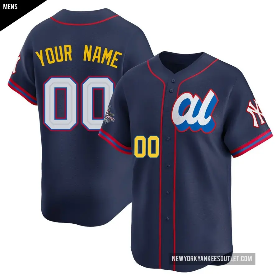 Men's New York Yankees ＃00 Custom Limited Navy American League 2025 All-Star Edition Jersey