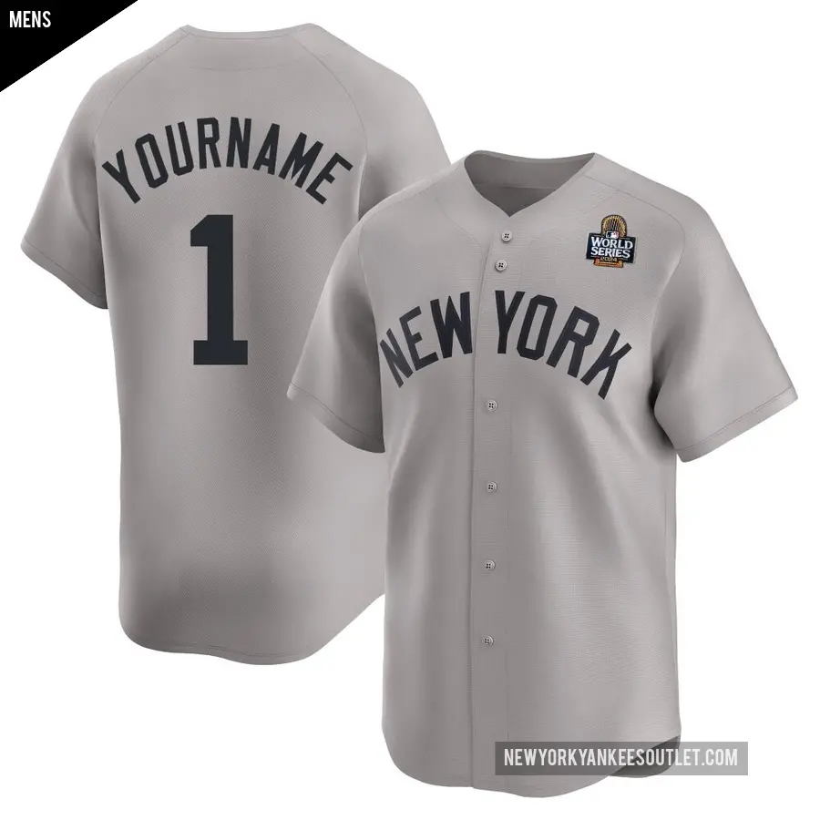 Men's New York Yankees ＃1 Bobby Murcer Limited Gray Away 2024 World Series Jersey