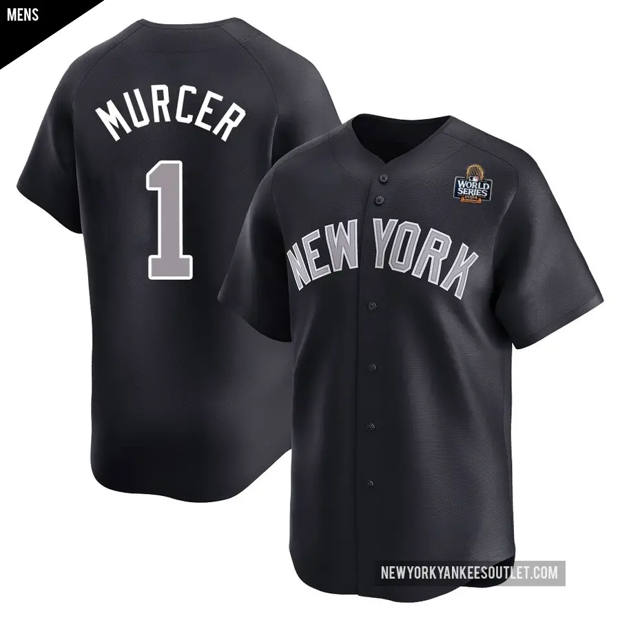 Men's New York Yankees ＃1 Bobby Murcer Limited Navy Alternate 2024 World Series Jersey