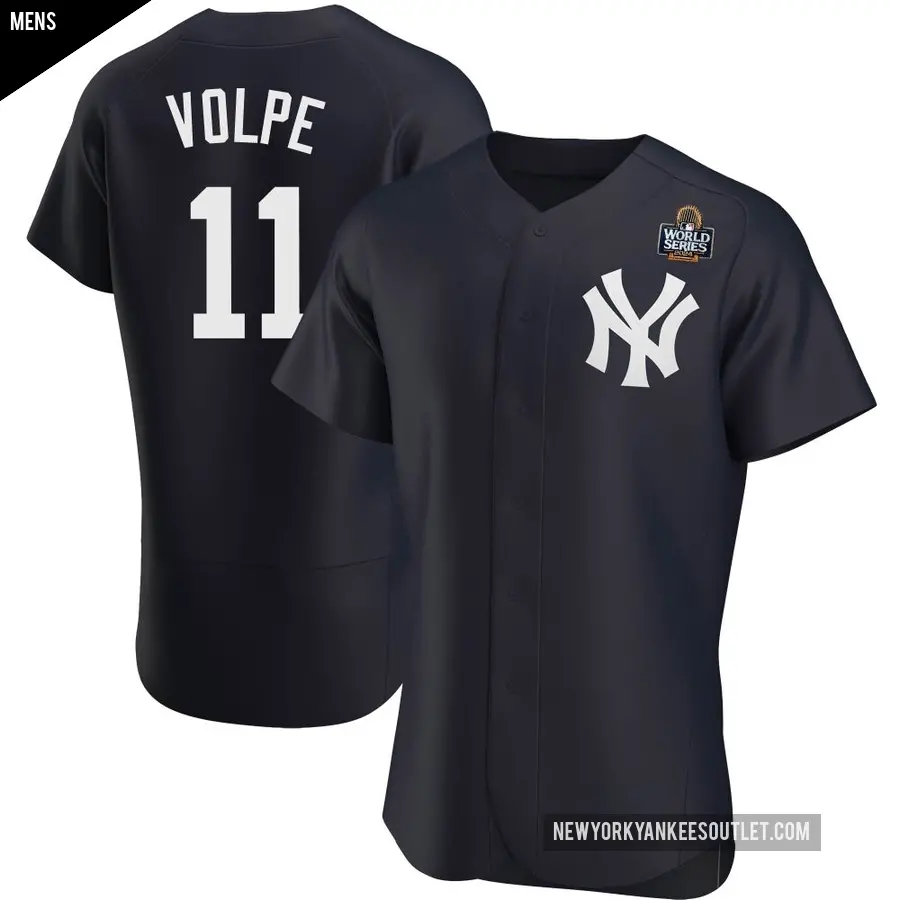 Men's New York Yankees ＃11 Anthony Volpe Authentic Navy Alternate 2024 World Series Jersey