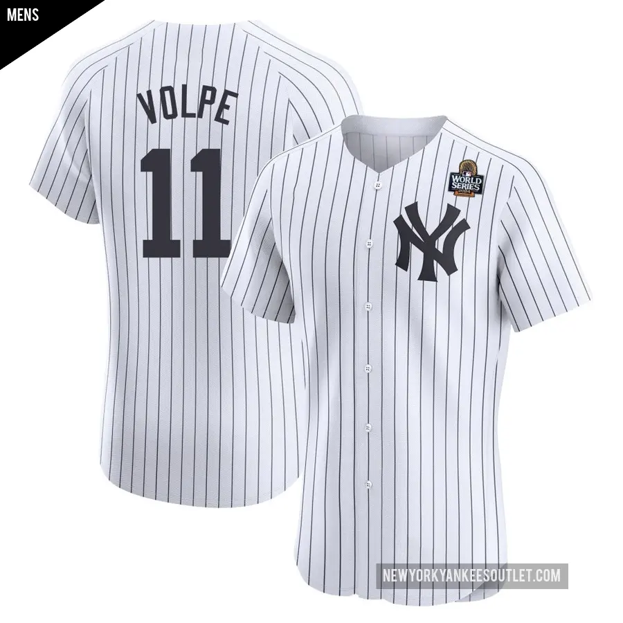 Men's New York Yankees ＃11 Anthony Volpe Elite White Home 2024 World Series Jersey