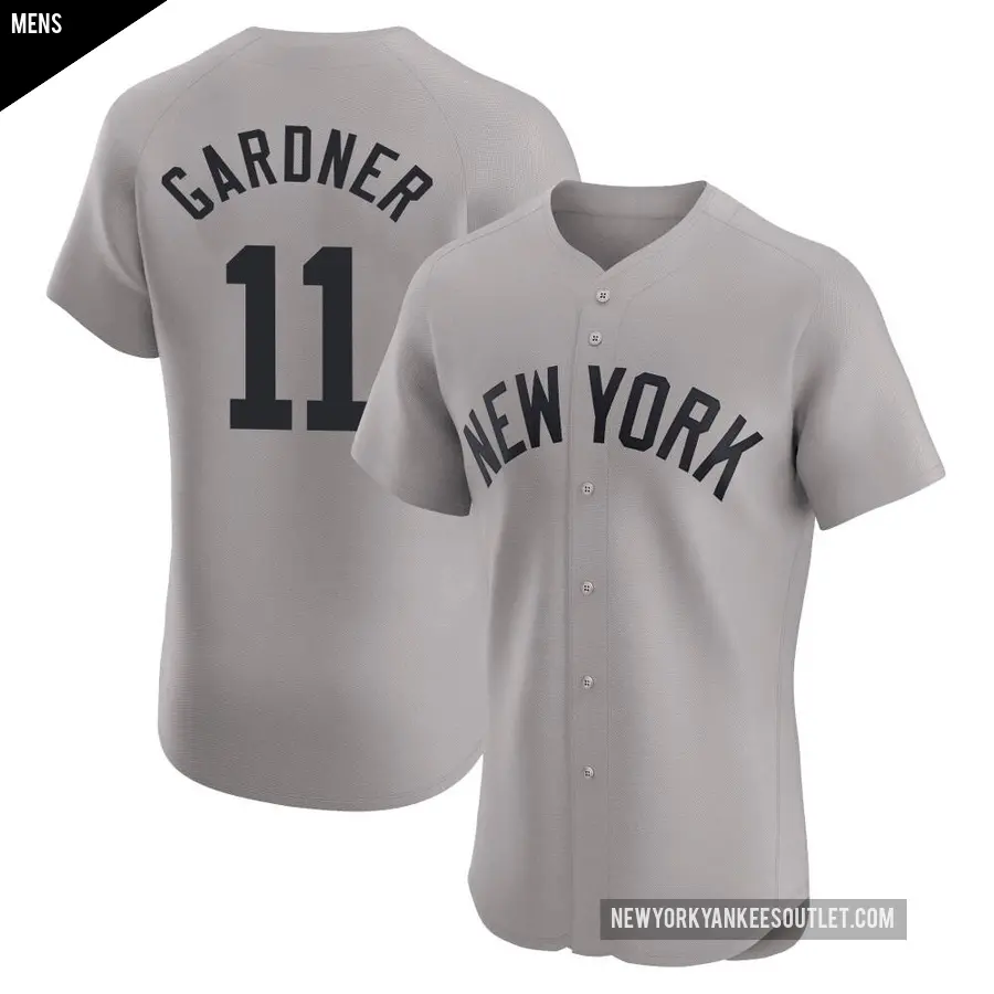 Men's New York Yankees ＃11 Brett Gardner Elite Gray Road Jersey