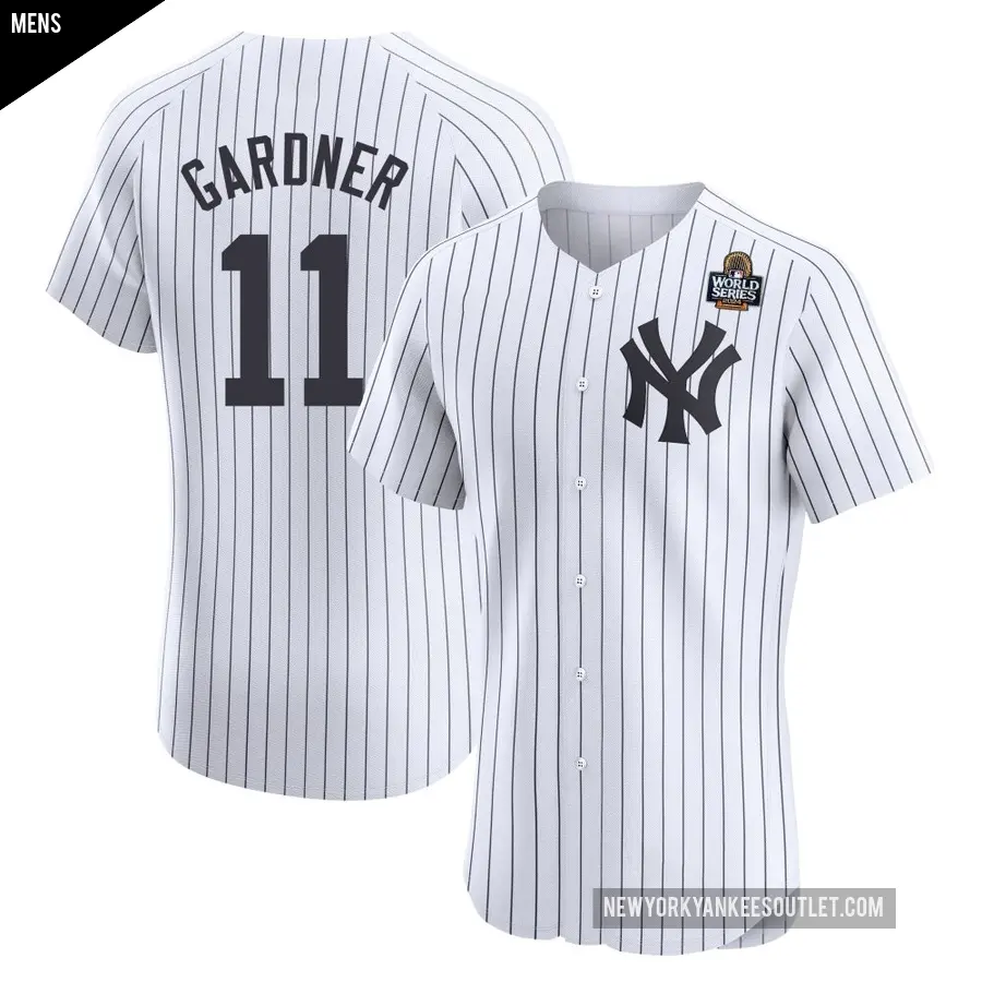Men's New York Yankees ＃11 Brett Gardner Elite White Home 2024 World Series Jersey