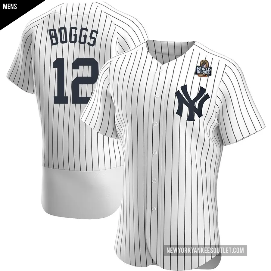 Men's New York Yankees ＃12 Wade Boggs Authentic White Home 2024 World Series Jersey