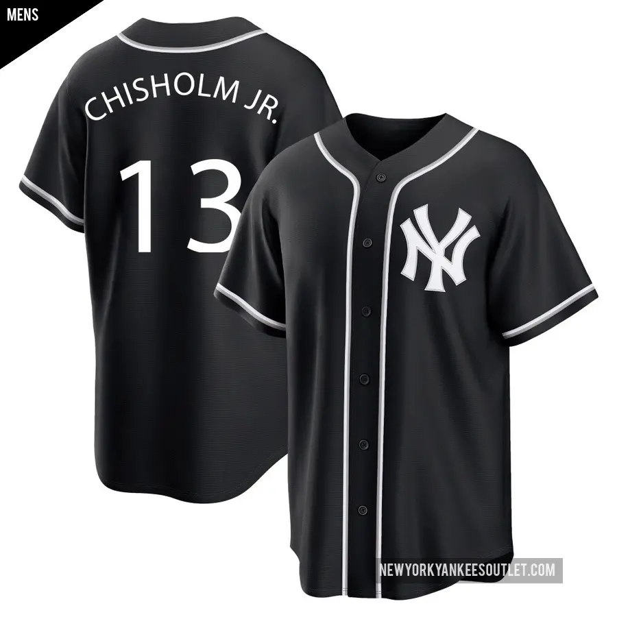 Men's New York Yankees ＃13 Jazz Chisholm Jr. Replica Black Fashion Out Jersey