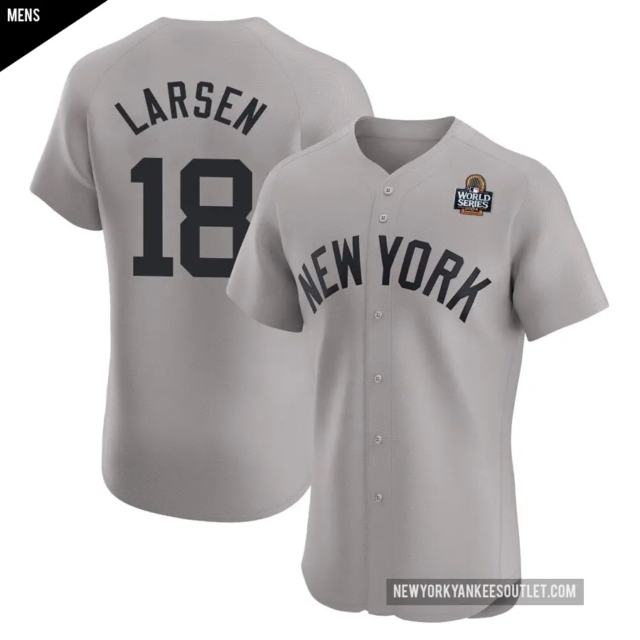 Men's New York Yankees ＃18 Don Larsen Elite Gray Road 2024 World Series Jersey