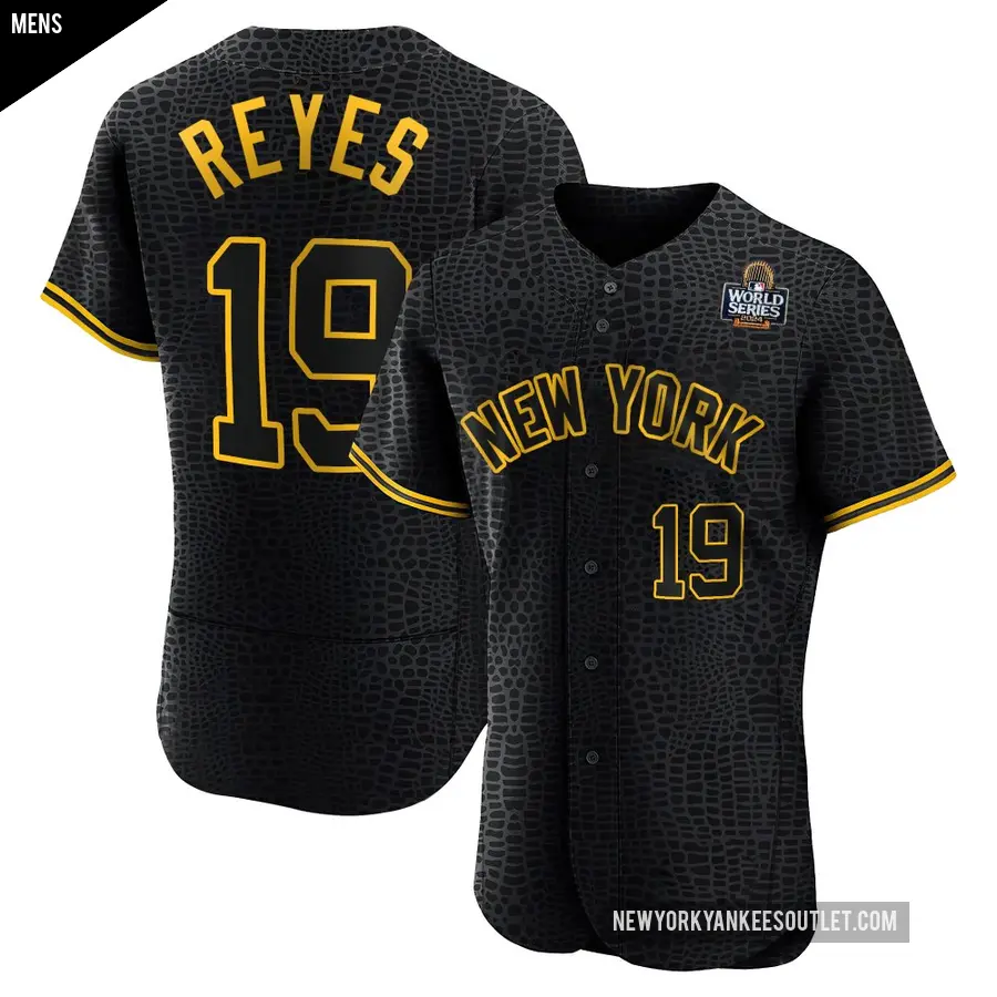 Men's New York Yankees ＃19 Pablo Reyes Authentic Black Snake Skin City 2024 World Series Jersey