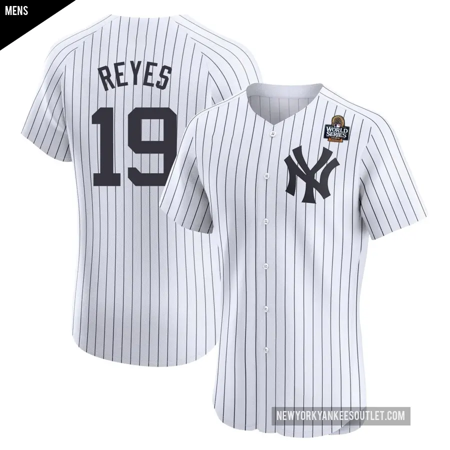 Men's New York Yankees ＃19 Pablo Reyes Elite White Home 2024 World Series Jersey