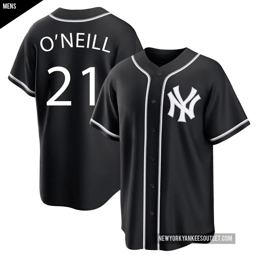 Men's New York Yankees ＃21 Paul O'Neill Replica Black Fashion Out Jersey