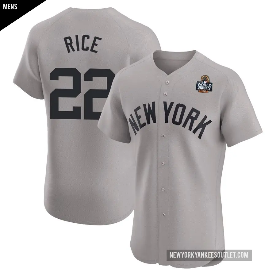 Men's New York Yankees ＃22 Ben Rice Elite Gray Road 2024 World Series Jersey