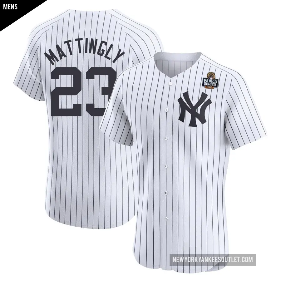 Men's New York Yankees ＃23 Don Mattingly Elite White Home 2024 World Series Jersey