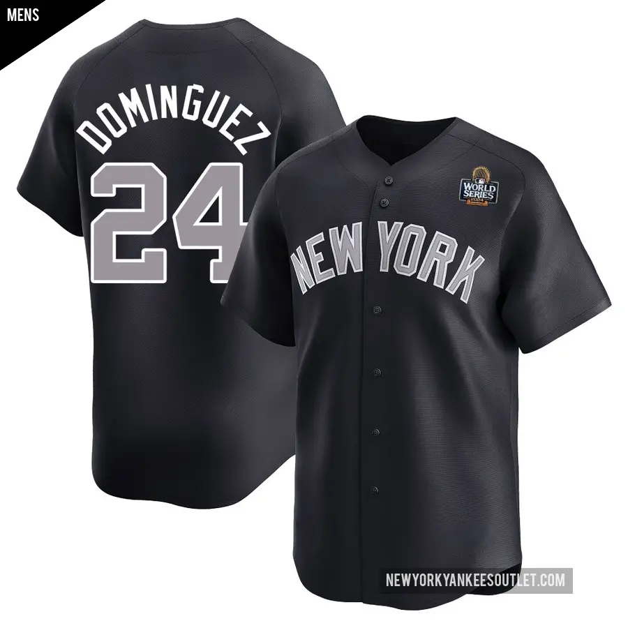 Men's New York Yankees ＃24 Jasson Dominguez Limited Navy Alternate 2024 World Series Jersey