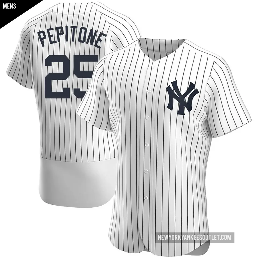 Men's New York Yankees ＃25 Joe Pepitone Authentic White Home Jersey