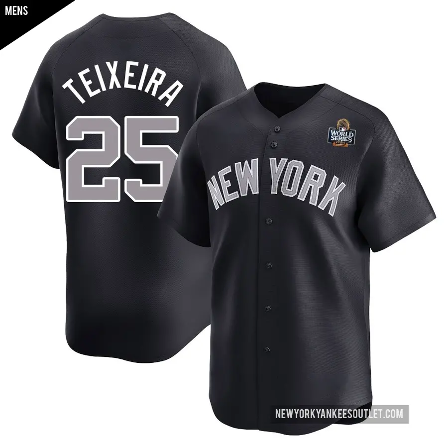 Men's New York Yankees ＃25 Mark Teixeira Limited Navy Alternate 2024 World Series Jersey