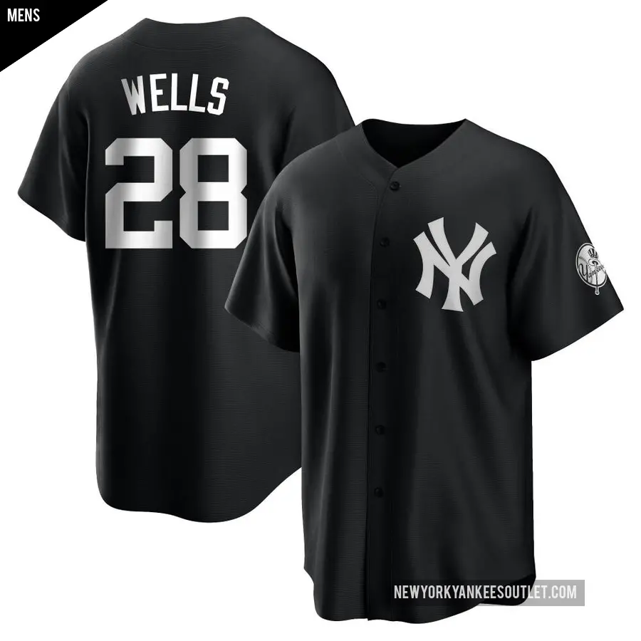 Men's New York Yankees ＃28 Austin Wells Replica Black/White Jersey