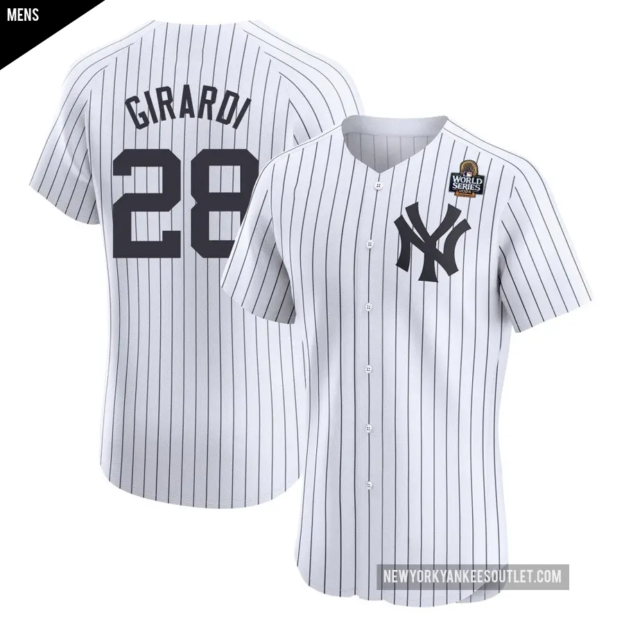 Men's New York Yankees ＃28 Joe Girardi Elite White Home 2024 World Series Jersey