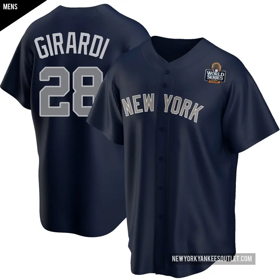 Men's New York Yankees ＃28 Joe Girardi Replica Navy Alternate 2024 World Series Jersey