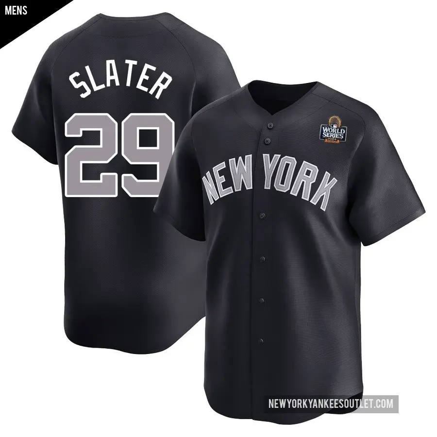 Men's New York Yankees ＃29 Austin Slater Limited Navy Alternate 2024 World Series Jersey