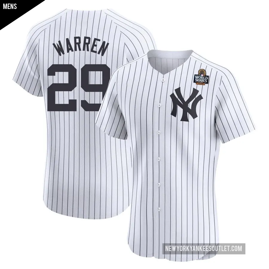 Men's New York Yankees ＃29 Will Warren Elite White Home 2024 World Series Jersey