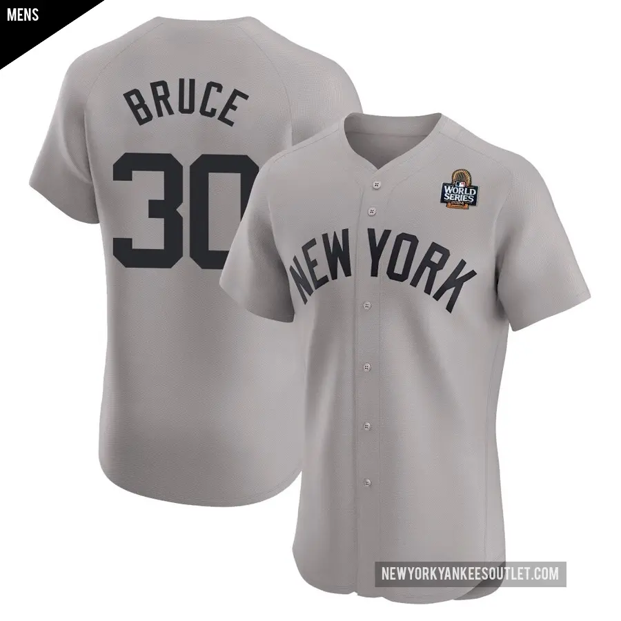 Men's New York Yankees ＃30 Jay Bruce Elite Gray Road 2024 World Series Jersey
