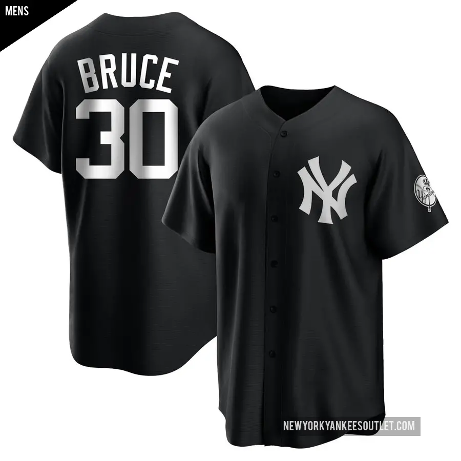 Men's New York Yankees ＃30 Jay Bruce Replica Black/White Jersey