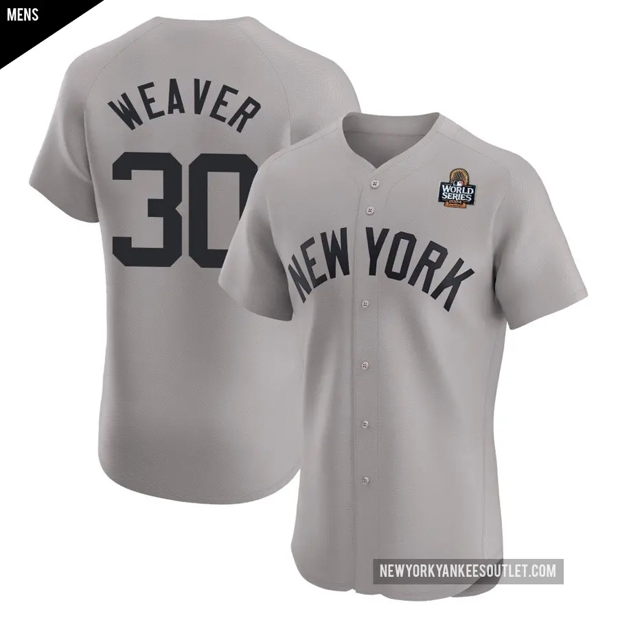 Men's New York Yankees ＃30 Luke Weaver Elite Gray Road 2024 World Series Jersey