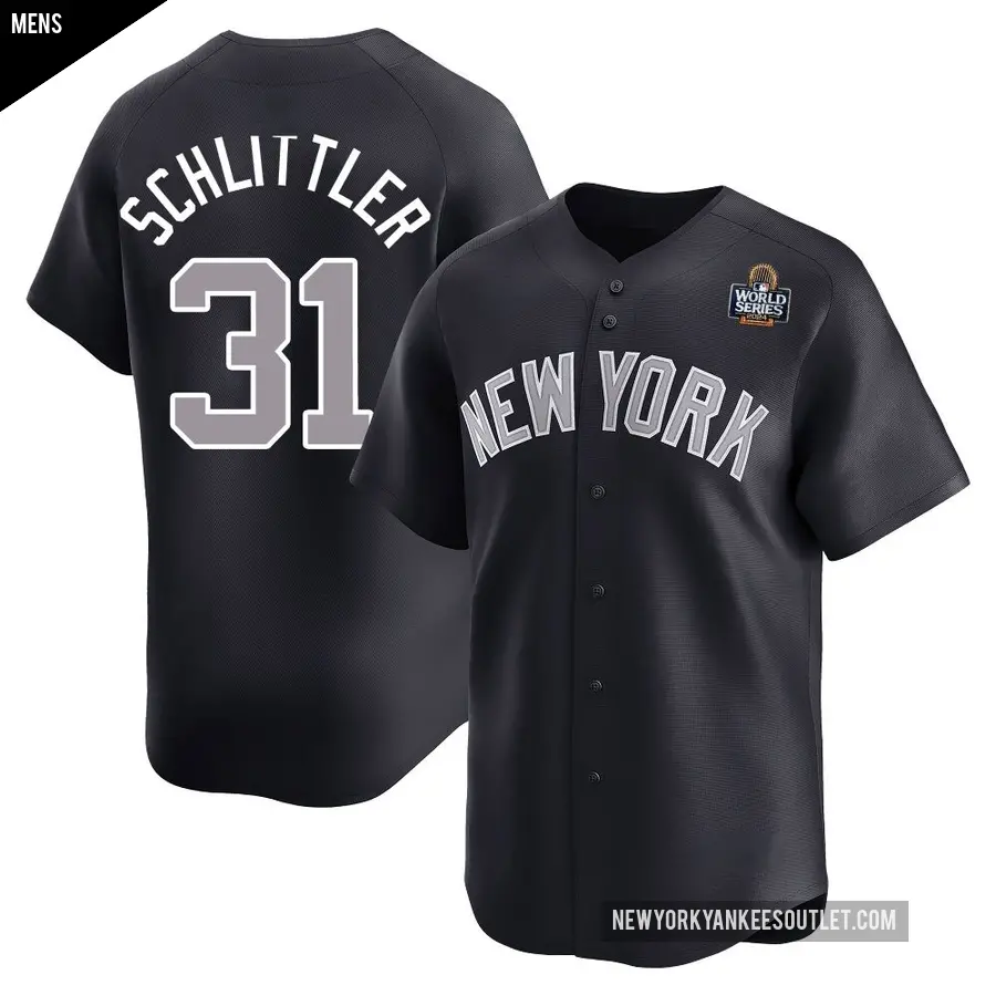 Men's New York Yankees ＃31 Cam Schlittler Limited Navy Alternate 2024 World Series Jersey