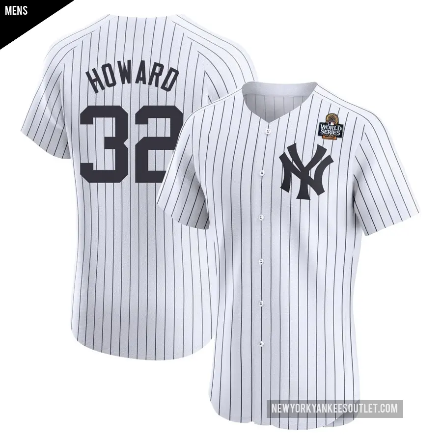 Men's New York Yankees ＃32 Elston Howard Elite White Home 2024 World Series Jersey
