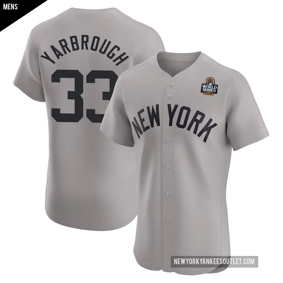 Men's New York Yankees ＃33 Ryan Yarbrough Elite Gray Road 2024 World Series Jersey
