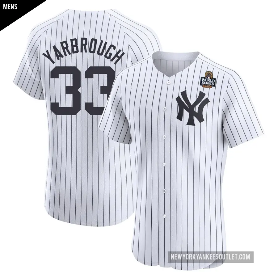 Men's New York Yankees ＃33 Ryan Yarbrough Elite White Home 2024 World Series Jersey