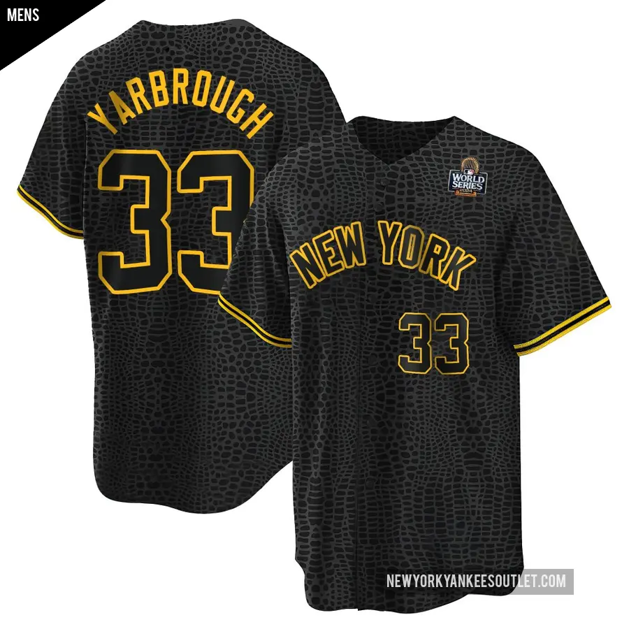 Men's New York Yankees ＃33 Ryan Yarbrough Replica Black Snake Skin City 2024 World Series Jersey