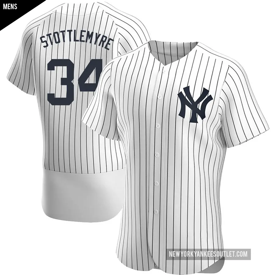 Men's New York Yankees ＃34 Mel Stottlemyre Authentic White Home Jersey