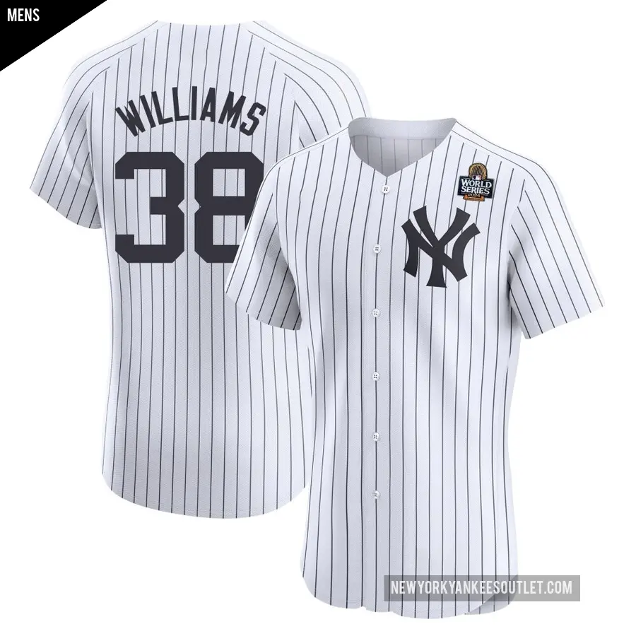 Men's New York Yankees ＃38 Devin Williams Elite White Home 2024 World Series Jersey