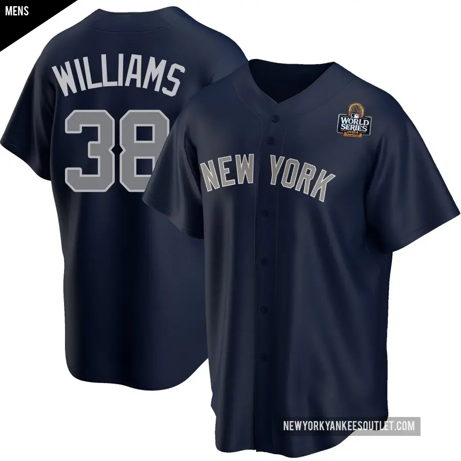 Men's New York Yankees ＃38 Devin Williams Replica Navy Alternate 2024 World Series Jersey