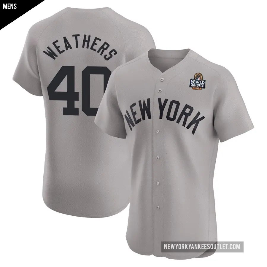 Men's New York Yankees ＃40 Ryan Weathers Elite Gray Road 2024 World Series Jersey
