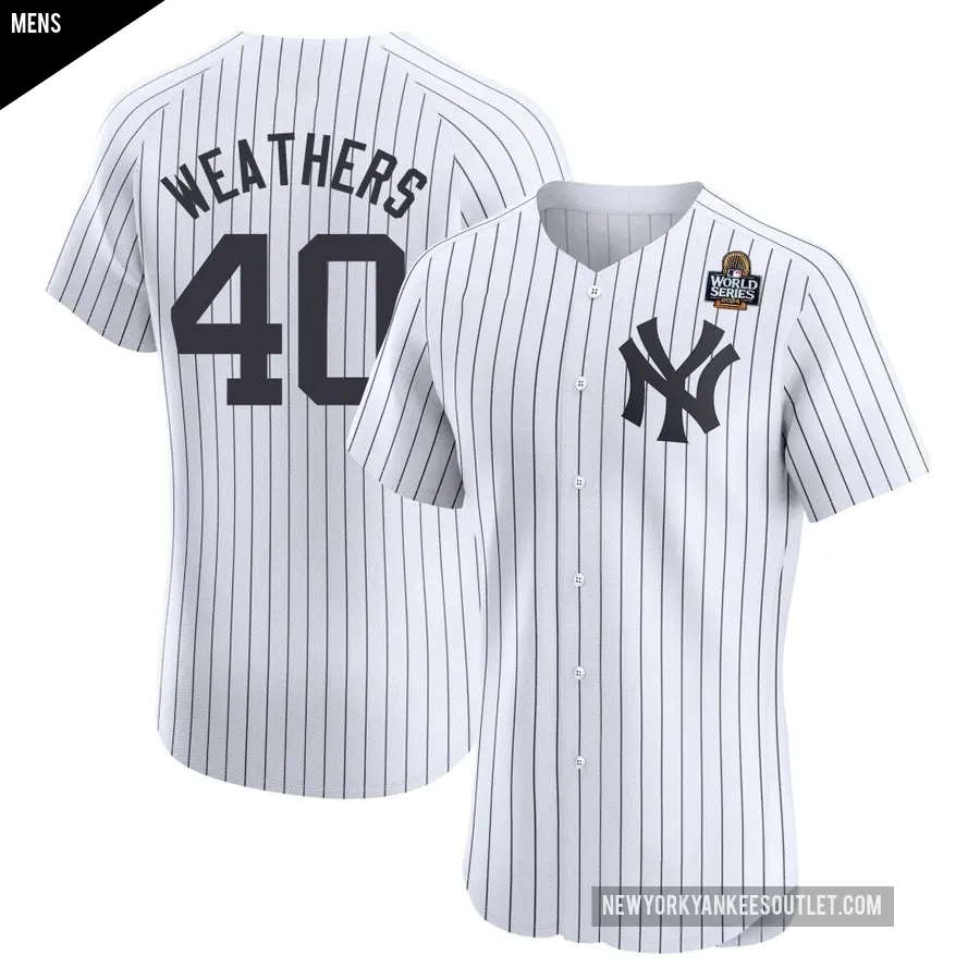 Men's New York Yankees ＃40 Ryan Weathers Elite White Home 2024 World Series Jersey
