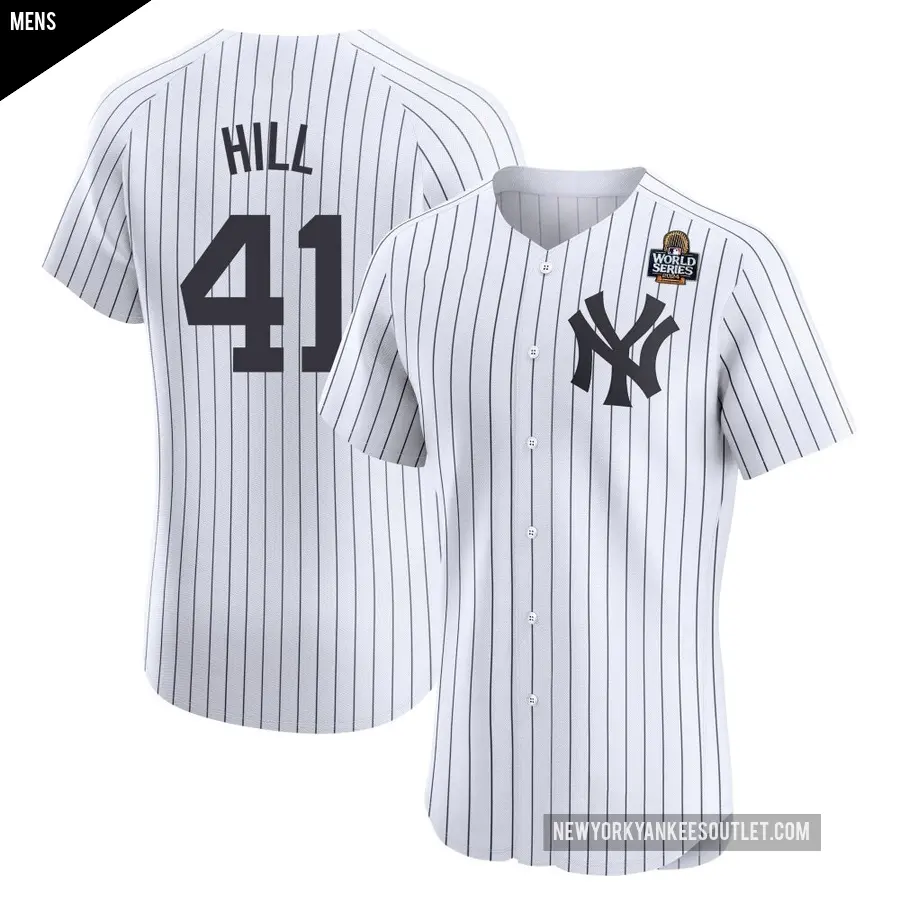 Men's New York Yankees ＃41 Tim Hill Elite White Home 2024 World Series Jersey