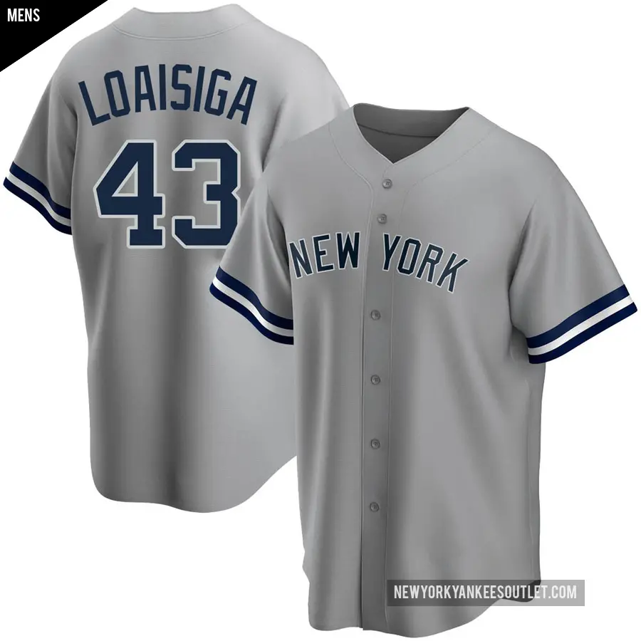 Men's New York Yankees ＃43 Jonathan Loaisiga Replica Gray Road Name Jersey