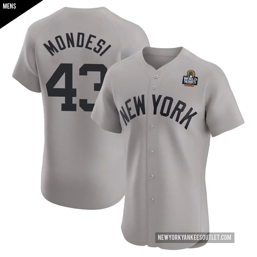 Men's New York Yankees ＃43 Raul Mondesi Elite Gray Road 2024 World Series Jersey