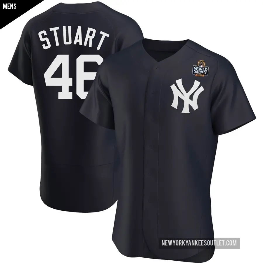 Men's New York Yankees ＃46 Baron Stuart Authentic Navy Alternate 2024 World Series Jersey