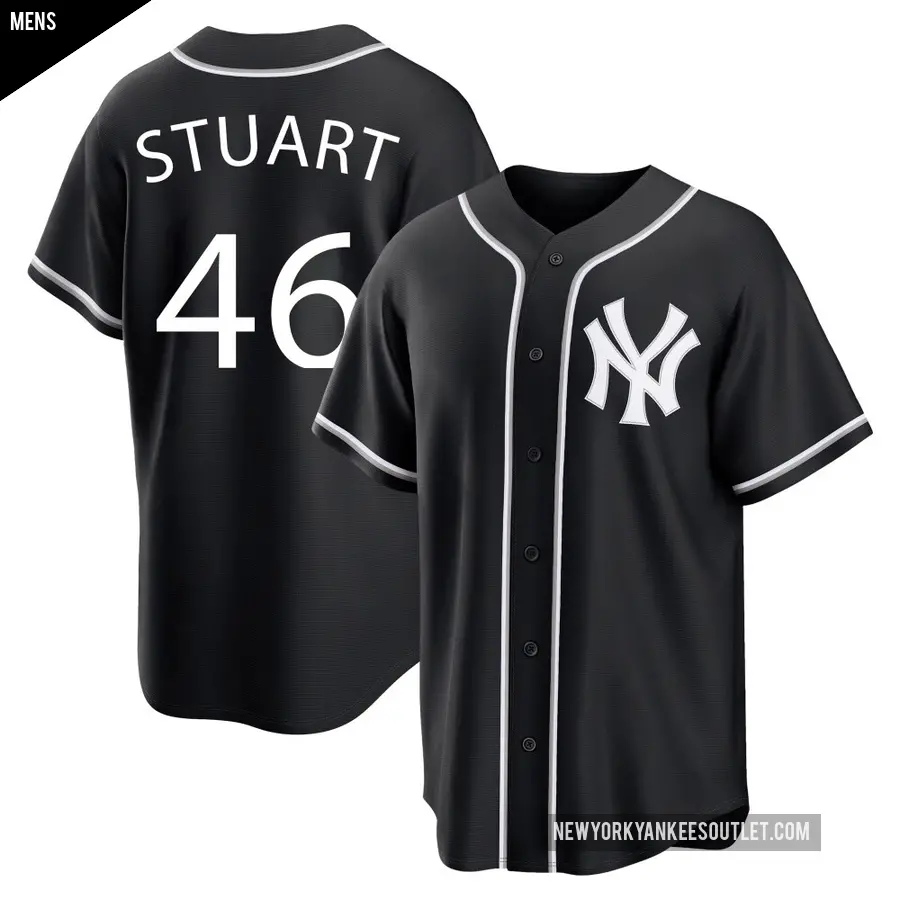Men's New York Yankees ＃46 Baron Stuart Replica Black Fashion Out Jersey