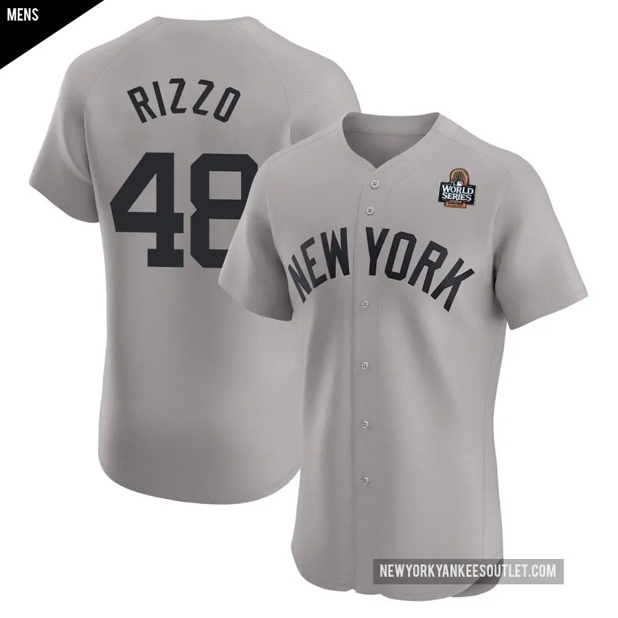 Men's New York Yankees ＃48 Anthony Rizzo Elite Gray Road 2024 World Series Jersey