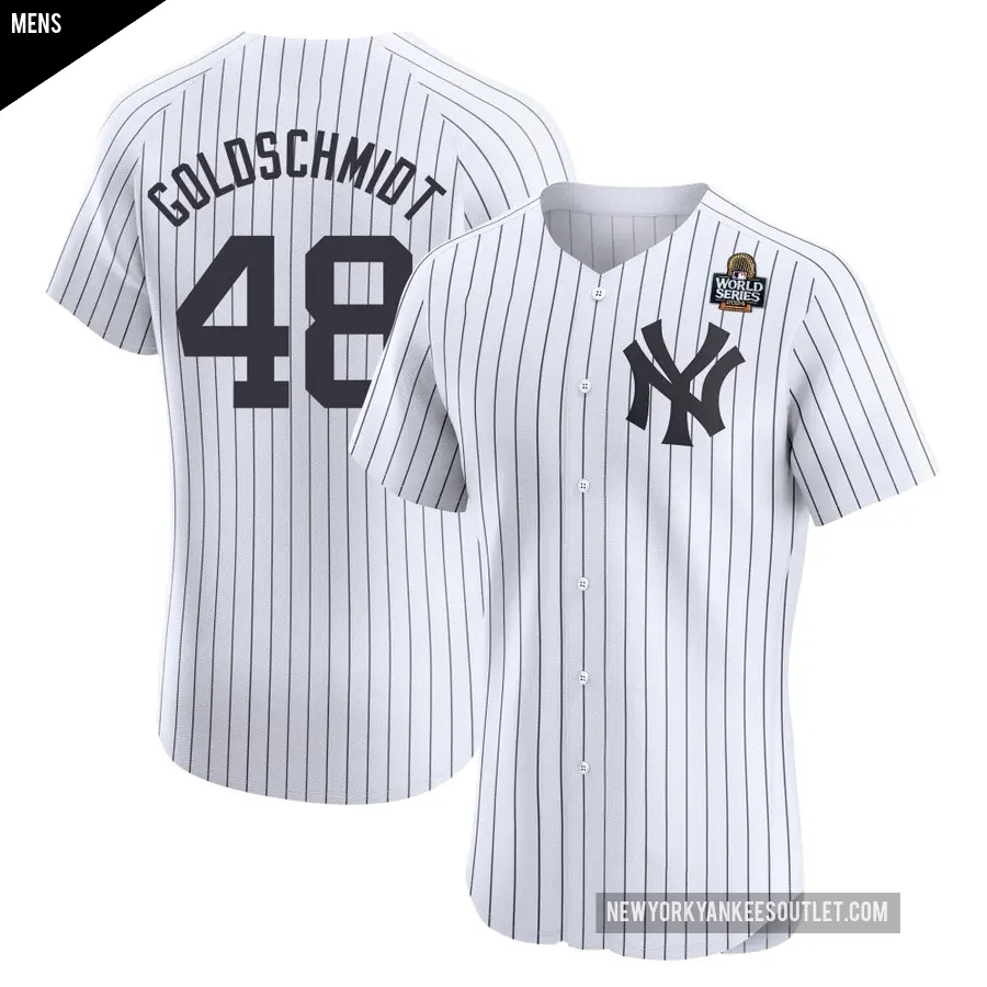 Men's New York Yankees ＃48 Paul Goldschmidt Elite Gold White Home 2024 World Series Jersey