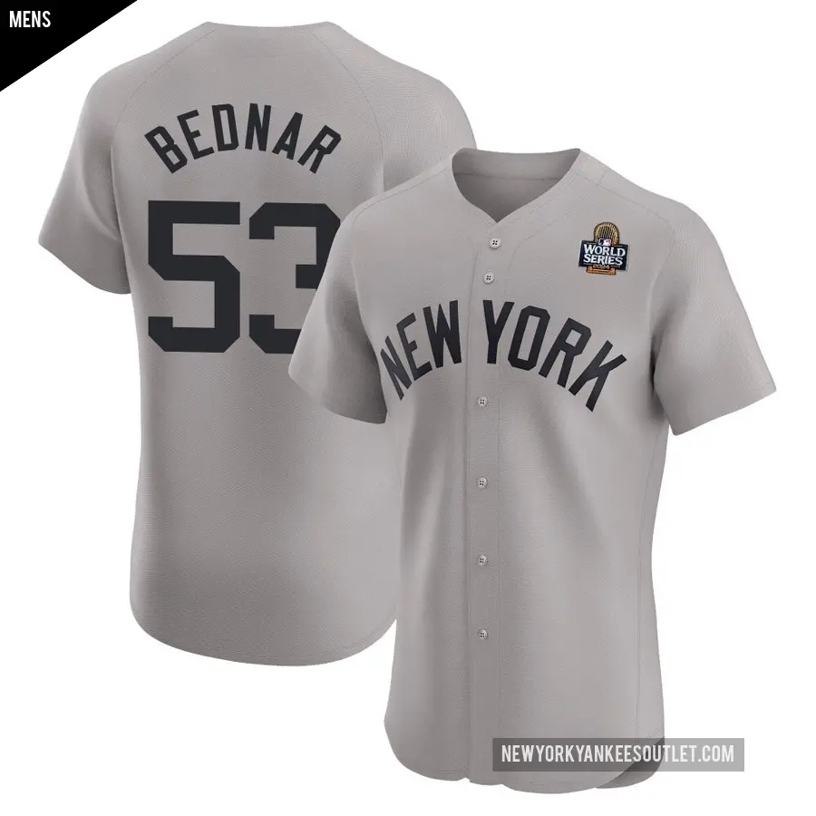 Men's New York Yankees ＃53 David Bednar Elite Gray Road 2024 World Series Jersey