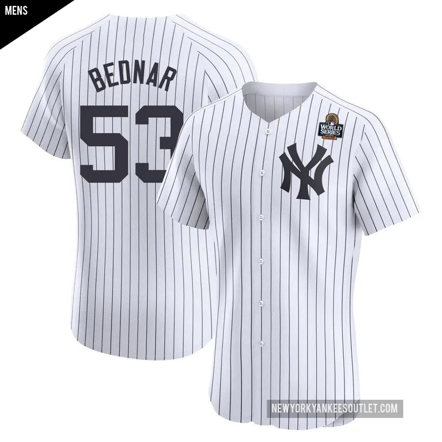 Men's New York Yankees ＃53 David Bednar Elite White Home 2024 World Series Jersey