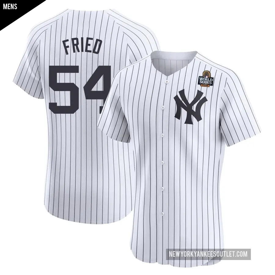 Men's New York Yankees ＃54 Max Fried Elite White Home 2024 World Series Jersey