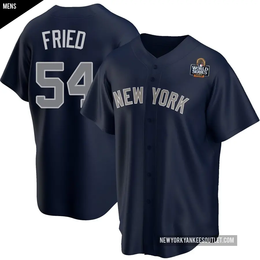 Men's New York Yankees ＃54 Max Fried Replica Navy Alternate 2024 World Series Jersey