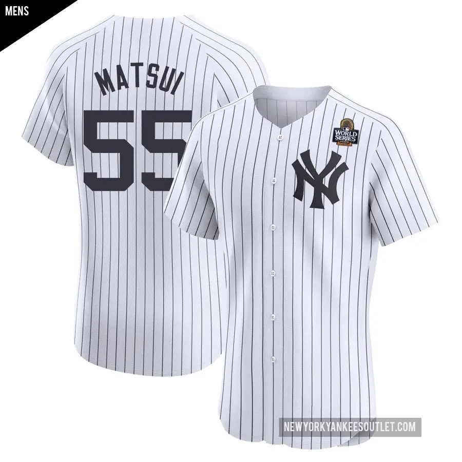 Men's New York Yankees ＃55 Hideki Matsui Elite White Home 2024 World Series Jersey